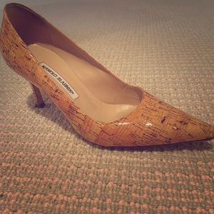 Manolo Blahniks, patent cork
